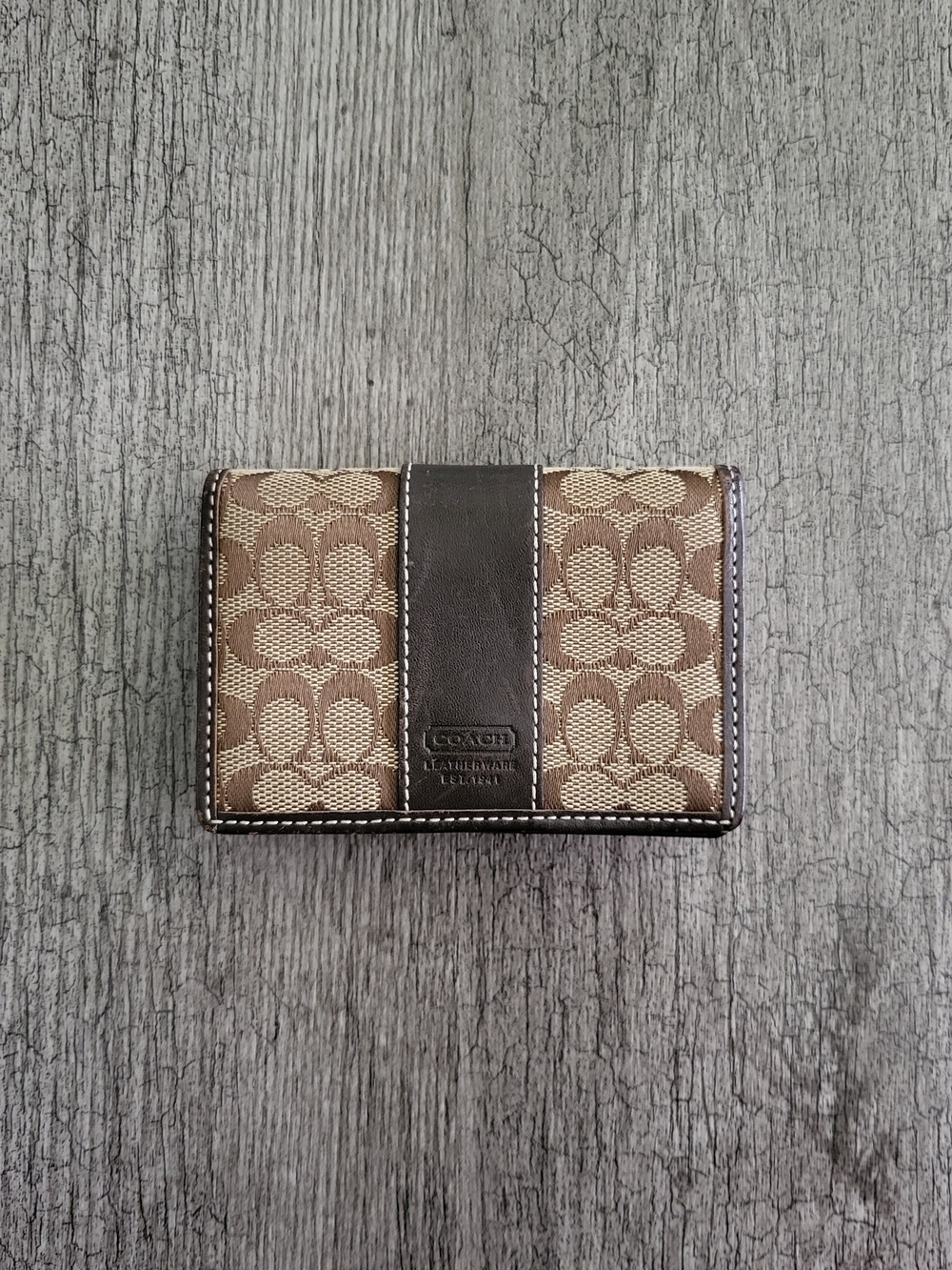 Coach Signature Canvas Card Case in Brown/Tan